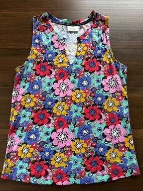 Foil Multicolor Floral Sleeveless Tank Size XS